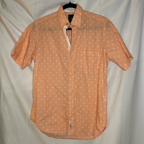 TAILORBYRD COLLECTION CORAL POLKA DOT BUTTON UP (S) - Picture 1 of 7